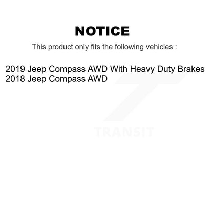 Kit de rotors et plaquettes de frein revêtus de roulement de moyeu avant et arrière (10 pièces) pour Jeep Compass AW