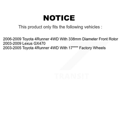 Kit de plaquettes de Rotor de frein à disque enduit de roulement de moyeu avant, pour Toyota 4Runner Lexus GX47