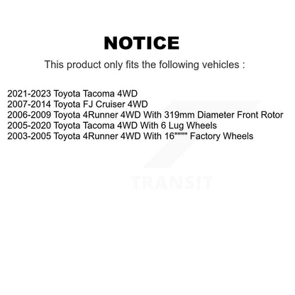 Kit de plaquettes de Rotor de frein, roulement de moyeu avant, pour Toyota Tacoma 4Runner FJ Cruise