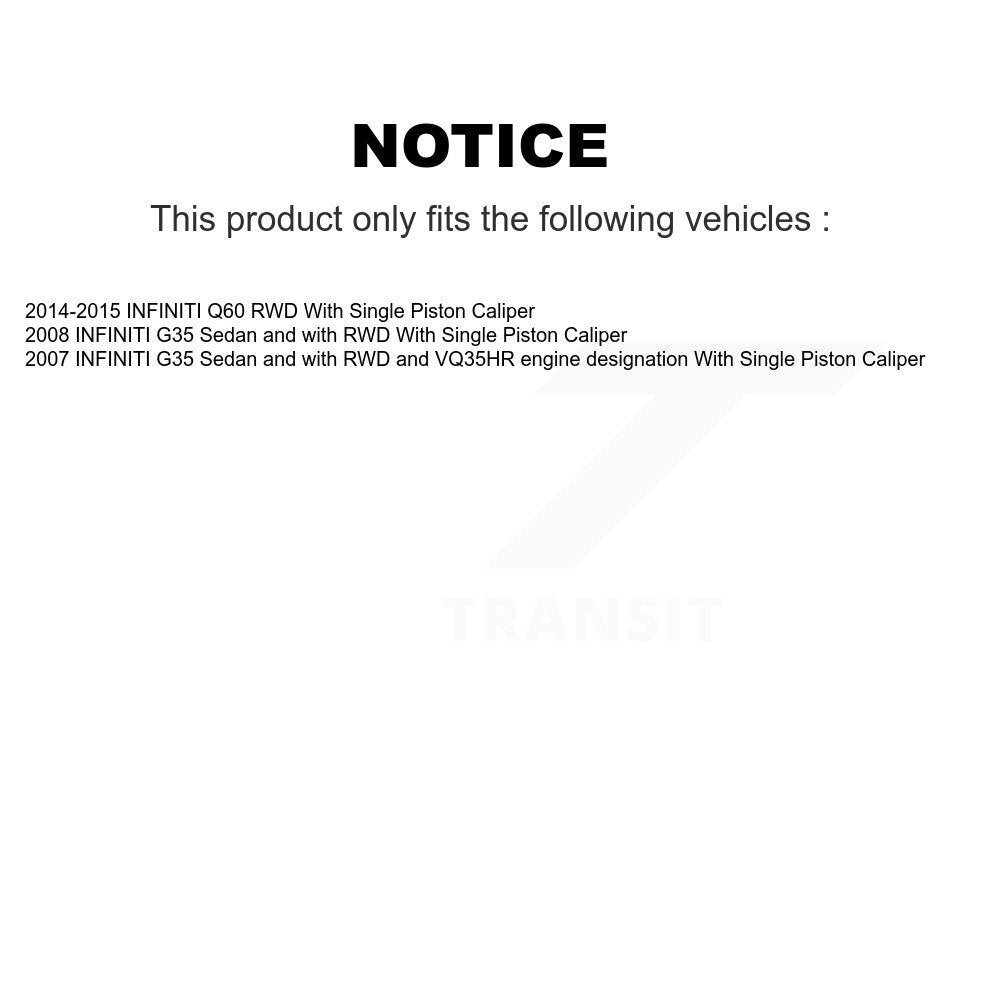Kit de rotors et plaquettes de frein à disque, roulement de moyeu avant et arrière (10 pièces) pour INFINITI G35 Q6