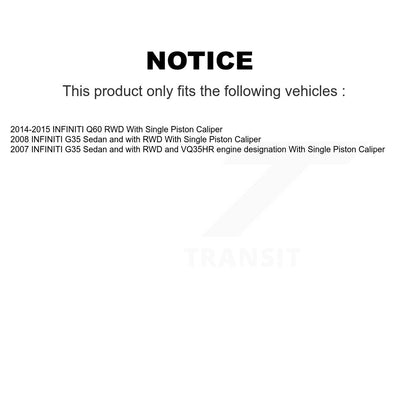 Kit de rotors et plaquettes de frein à disque, roulement de moyeu avant et arrière (10 pièces) pour INFINITI G35 Q6