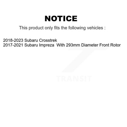 Kit de plaquettes de Rotor de frein, ensemble de roulements de moyeu avant, pour Subaru Crosstrek Imprez