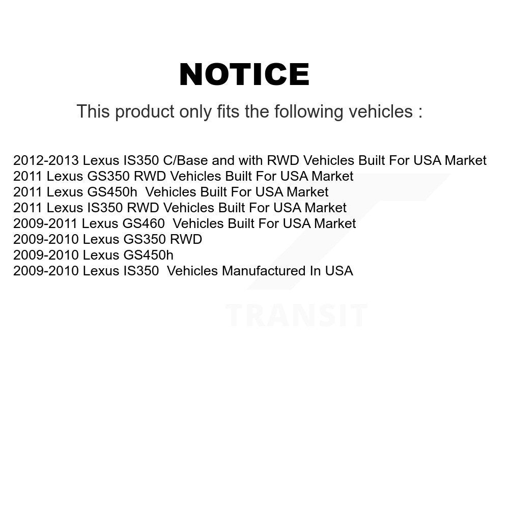 Kit de Rotor et de plaquettes de frein, roulement de moyeu avant et arrière (10 pièces) pour Lexus IS350 GS350 GS450