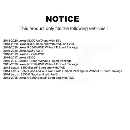 Kit de rotor et de plaquettes de frein revêtus de roulement de moyeu avant et arrière (10 pièces) pour Lexus IS300 IS35