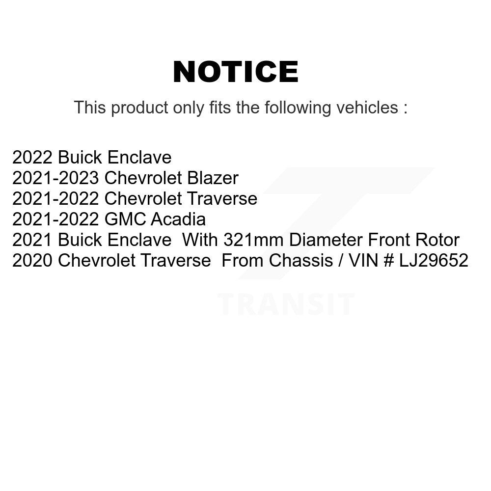 Kit de Rotor et de plaquettes de frein, roulement de moyeu avant, pour Chevrolet Traverse Blazer GMC Acadi