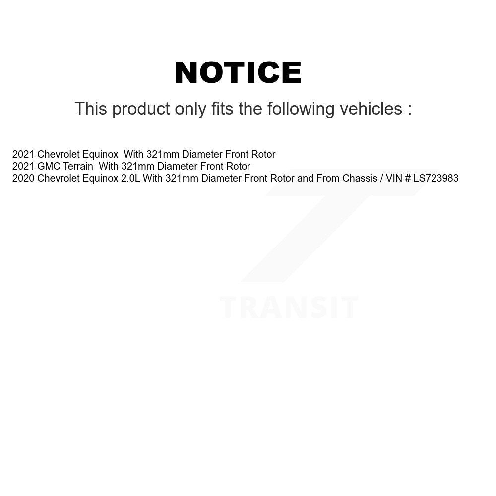 Kit de Rotor et de plaquettes de frein revêtus de roulement de moyeu avant, pour Chevrolet Equinox GMC Terrai