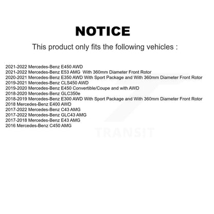 Kit de plaquettes de Rotor de frein, roulement de moyeu avant, pour Mercedes-Benz C43 AMG GLC43 E45