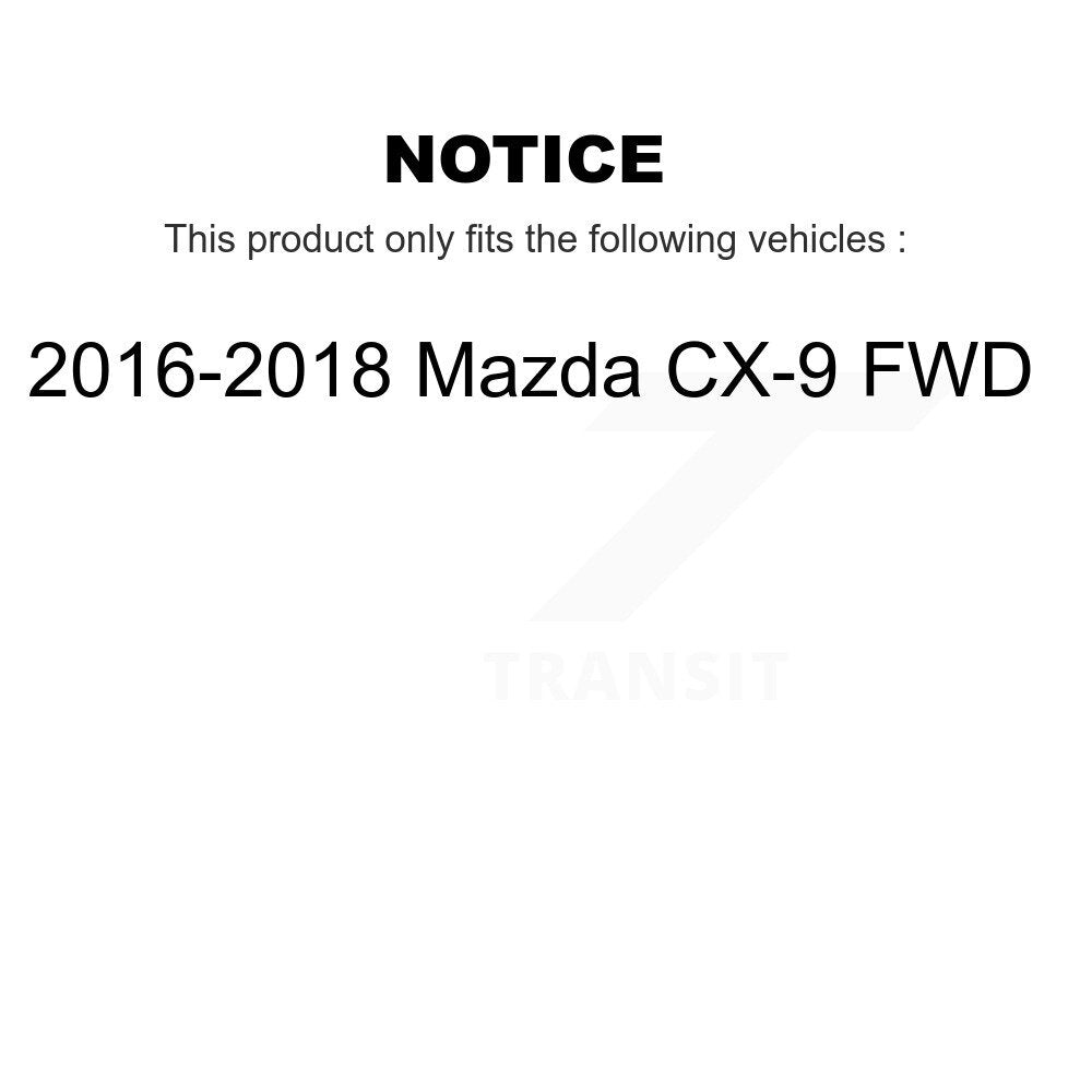 Kit de rotor et de plaquettes de frein avec roulement de moyeu avant et arrière (10 pièces) pour Mazda CX-9 FW 2016 – 2018