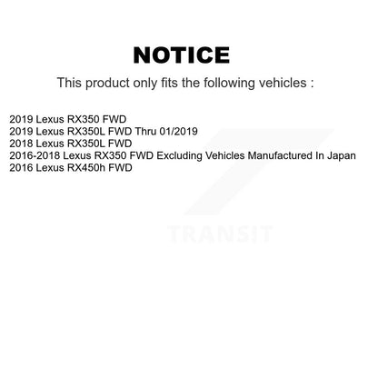 Kit de plaquettes de rotor de frein enduites de roulement de moyeu avant et arrière (10 pièces) pour Lexus RX350 RX350