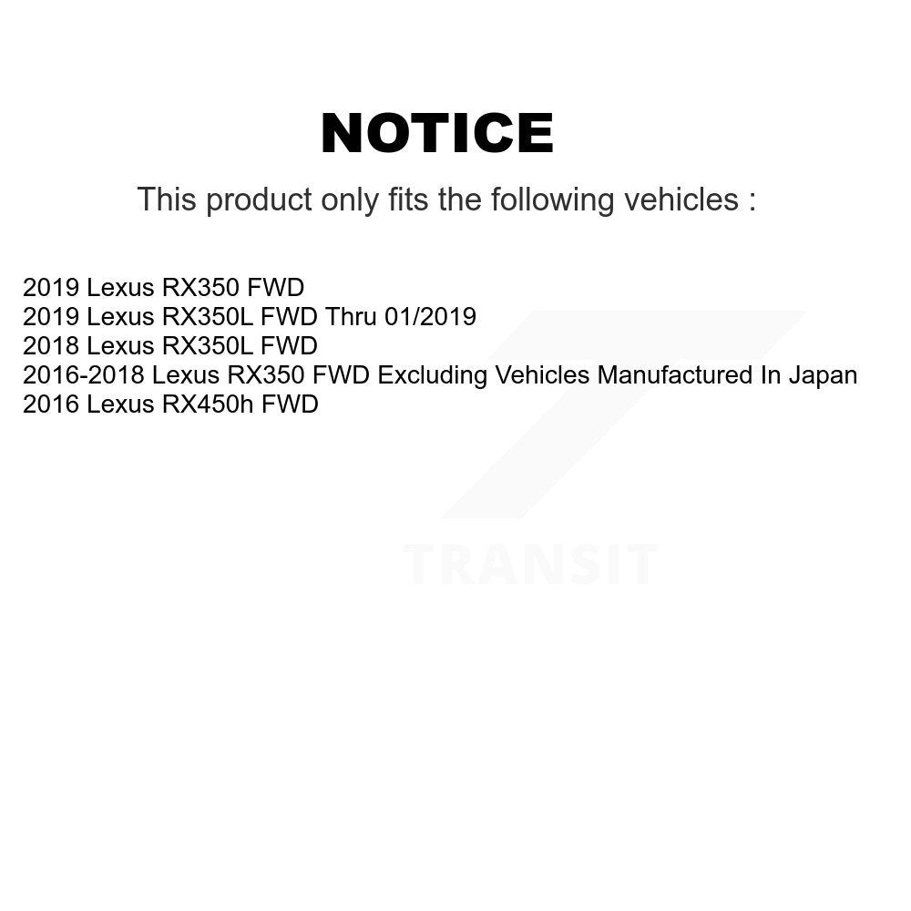 Kit de plaquettes de rotor de frein enduites de roulement de moyeu avant et arrière (10 pièces) pour Lexus RX350 RX350