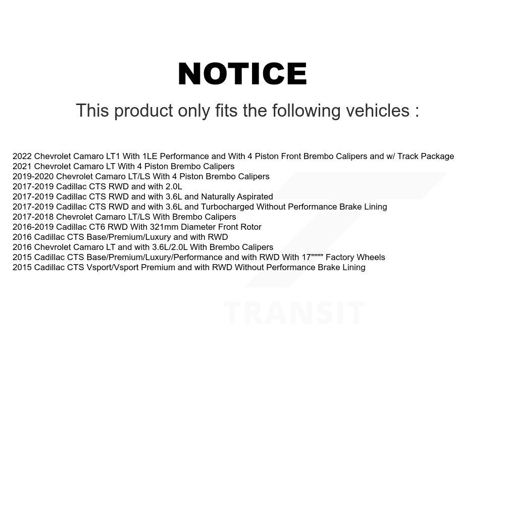 Kit de plaquettes de Rotor de frein à disque, roulement de moyeu avant, pour Chevrolet Camaro Cadillac CTS CT