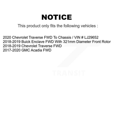Kit de plaquettes de Rotor de frein, roulement de moyeu avant et arrière (10 pièces) pour Chevrolet Traverse GMC FW