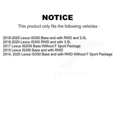 Kit de Rotor et de plaquettes de frein, roulement de moyeu avant et arrière (10 pièces) pour Lexus IS300 IS350 IS200