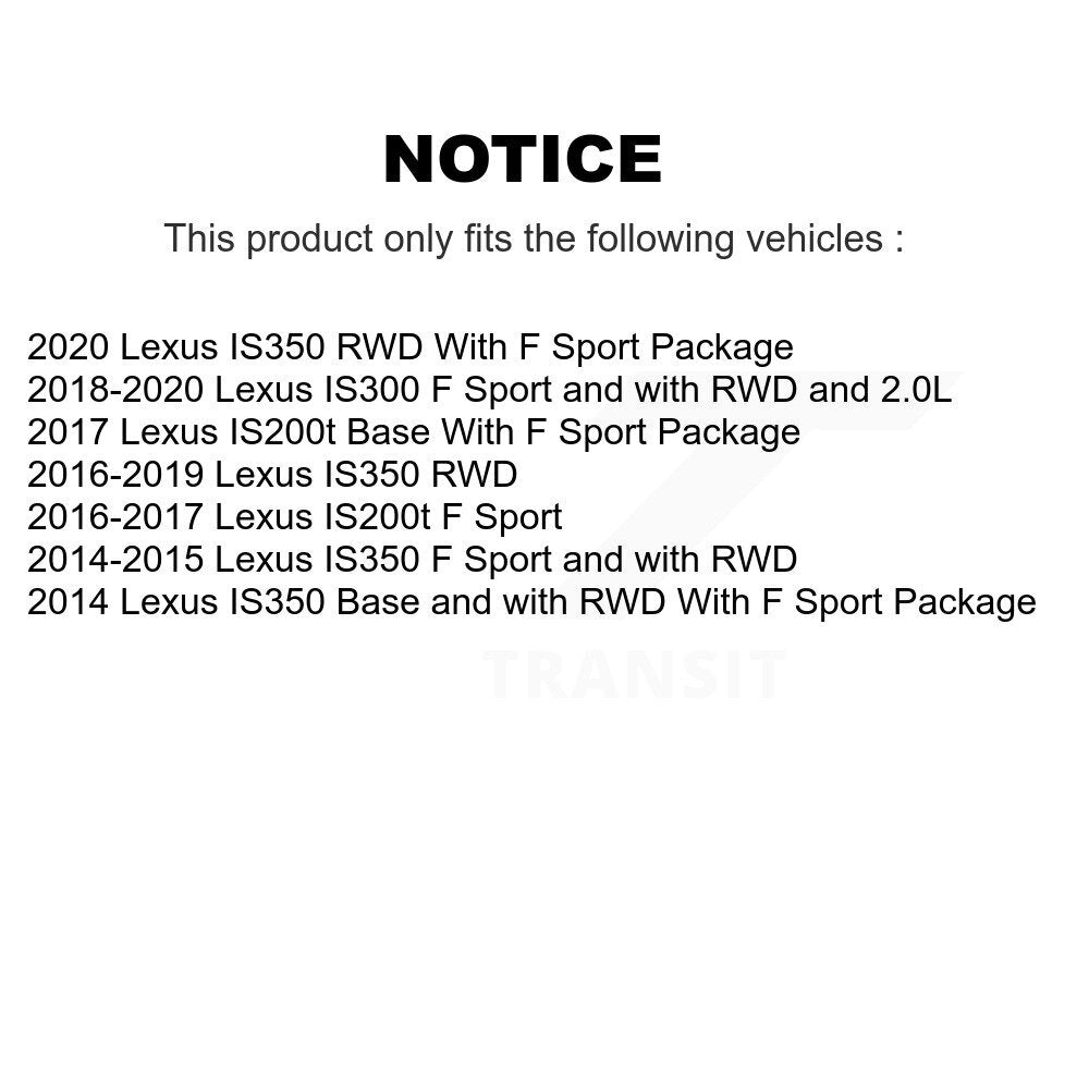 Kit de rotor et de plaquettes de frein revêtus de roulement de moyeu avant et arrière (10 pièces) pour Lexus IS350 IS30