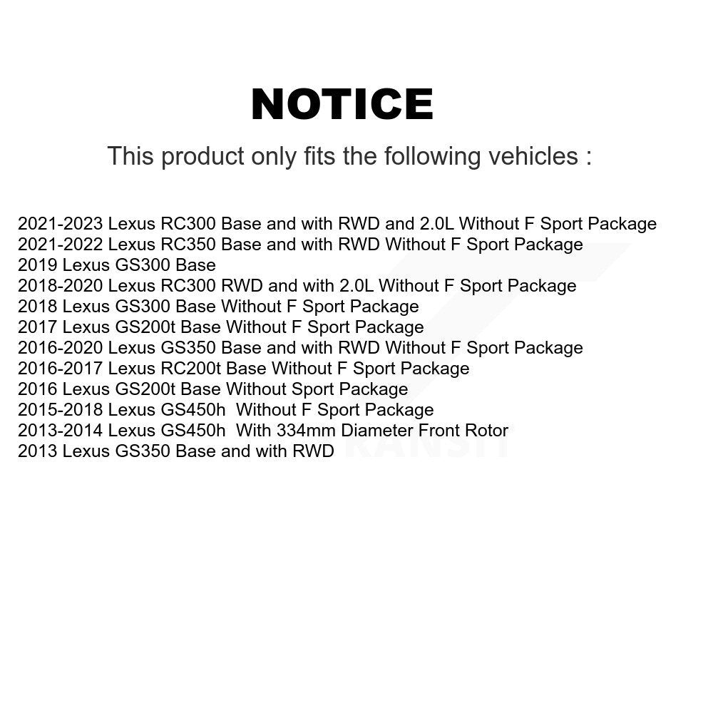 Kit de plaquettes de Rotor de frein enduites de roulement de moyeu avant, pour Lexus GS350 RC300 GS450h GS30