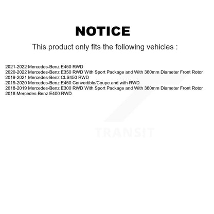 Kit de plaquettes de Rotor de frein enduites de roulement de moyeu avant, pour Mercedes-Benz E450 E400 CLS45