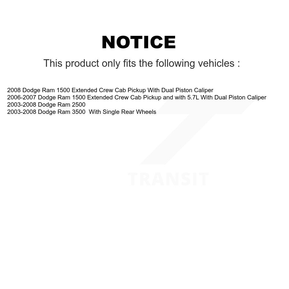 Étrier de frein à disque avant et arrière, Kit côté gauche droit pour Dodge Ram 1500 3500 2500