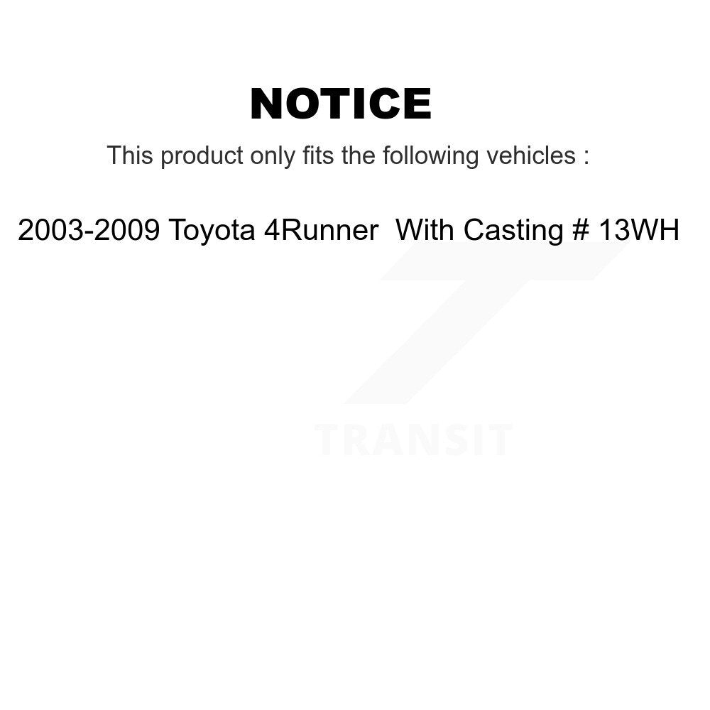 Kit d'étrier de frein avant et arrière pour Toyota 4Runner 2003-2009 avec moulage # 13WH