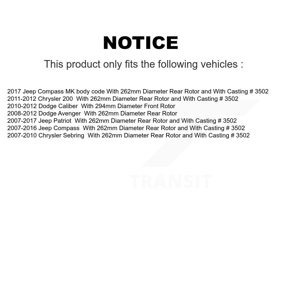 Kit d'étrier de frein avant et arrière, pour Jeep Patriot Compass Chrysler Dodge Sebring 20