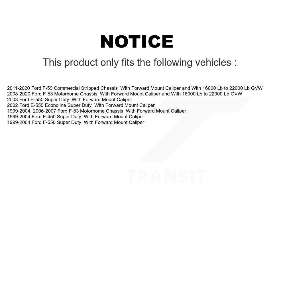 Kit d'étrier de frein avant et arrière, pour Ford E-550 Super Duty F-450 F-550 Econoline