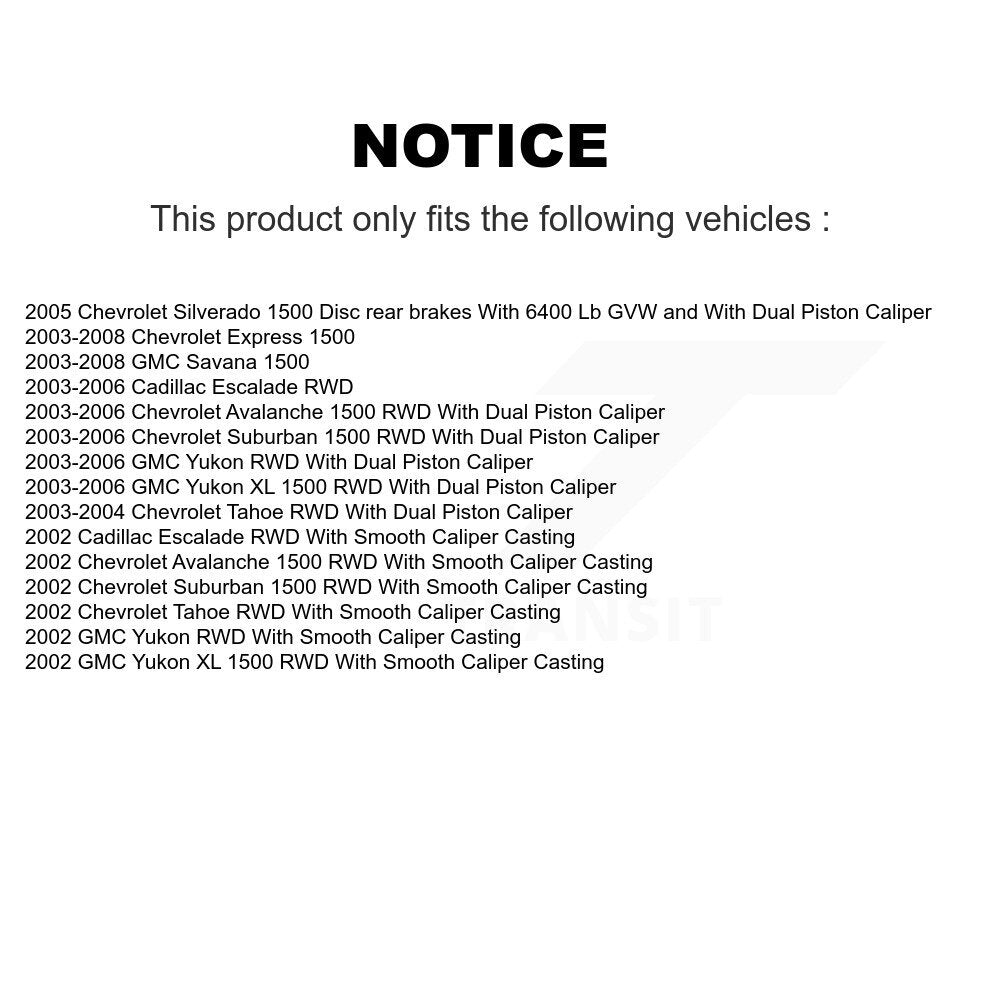 Kit d'étrier de frein avant et arrière, pour Chevrolet Avalanche 1500 GMC Yukon Express XL