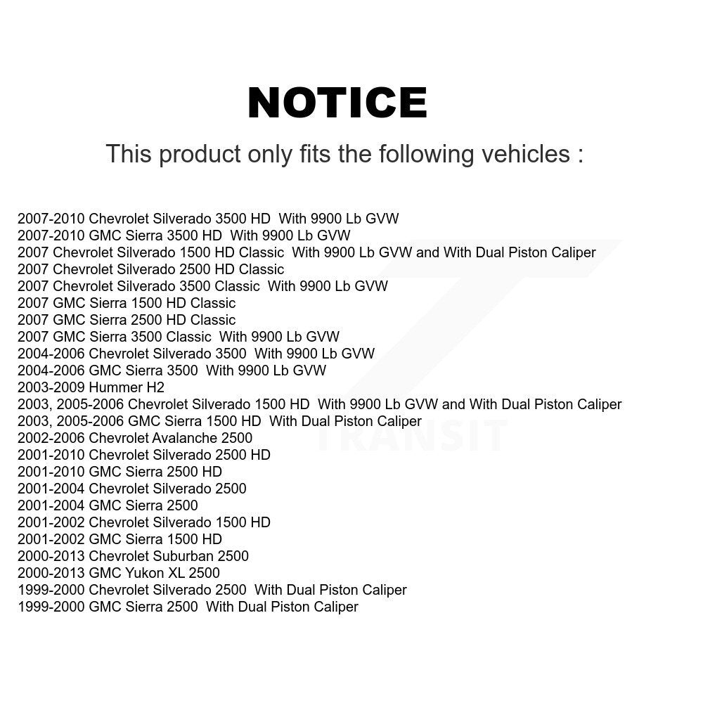 Kit d'étrier de frein avant et arrière, pour Chevrolet GMC Sierra 2500 HD Silverado 3500 H2