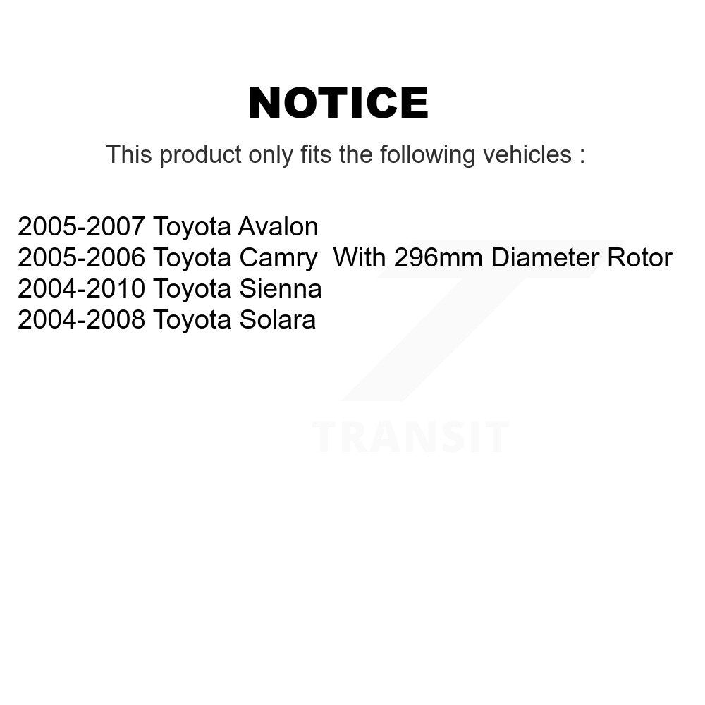 Kit d'étrier de frein avant gauche droit pour Toyota Sienna Camry Solara Avalon