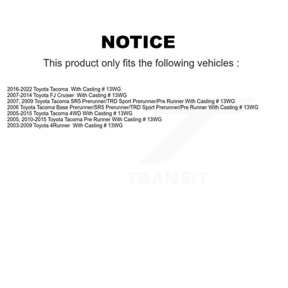 Kit d'étrier de frein avant pour Toyota Tacoma 4Runner FJ Cruiser avec moulage #13W