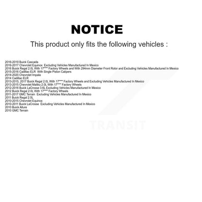 Kit d'étrier de frein avant pour Chevrolet Equinox GMC Terrain Buick Malibu Impala