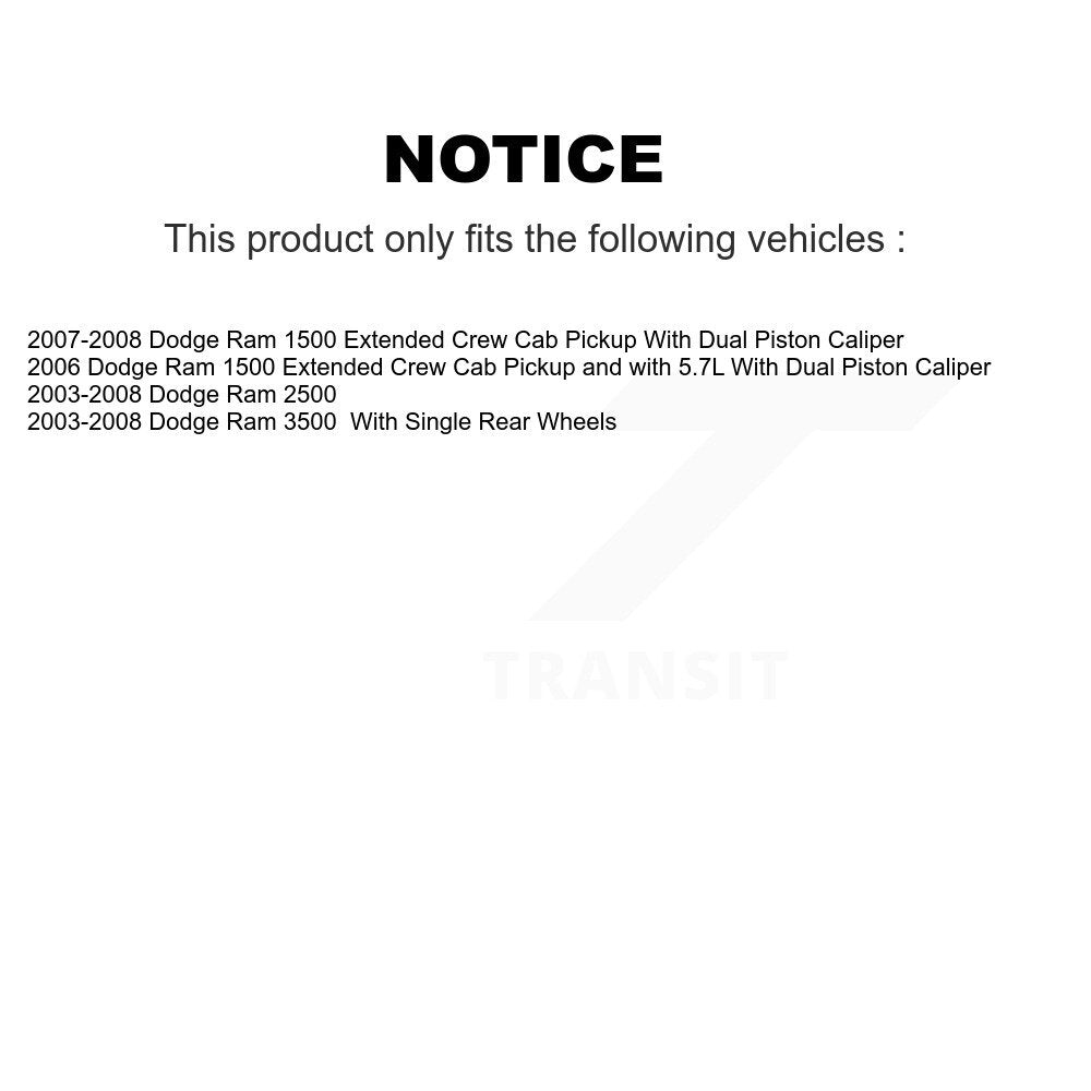 Kit d'étrier de frein arrière, conducteur gauche droit et passager, pour Dodge Ram 1500 3500 2500