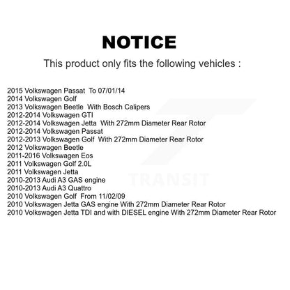 Kit d'étrier de frein arrière, pour Volkswagen Jetta Golf Passat Beetle Audi GTI Eos A3