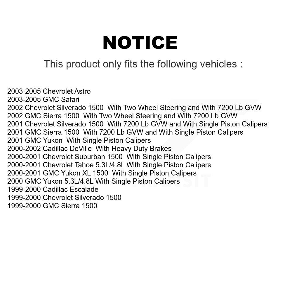 Kit d'étrier de frein arrière pour Chevrolet Silverado 1500 GMC Sierra Astro Safari XL
