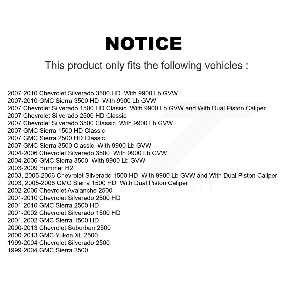 Kit d'étrier de frein arrière pour Chevrolet GMC Sierra 2500 HD Silverado 3500 Classic