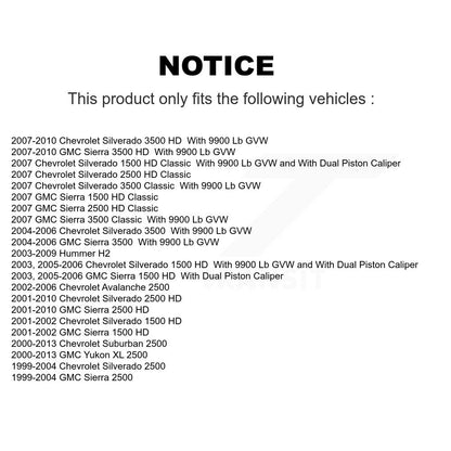 Kit d'étrier de frein arrière pour Chevrolet GMC Sierra 2500 HD Silverado 3500 Classic