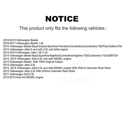 Kit d'étrier de frein arrière côté gauche droit, pour Volkswagen Jetta Beetle Golf Audi A3