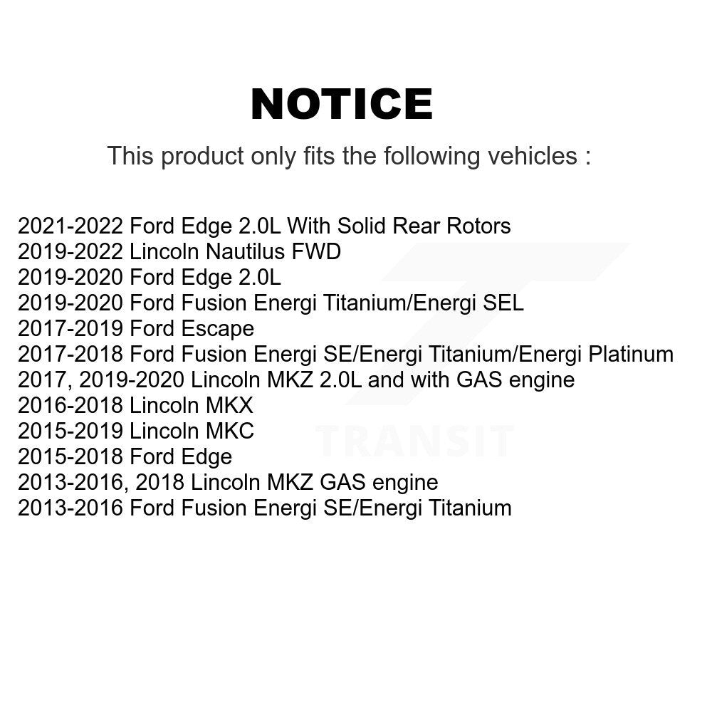 Kit d'étrier de frein arrière pour Ford Escape Edge Fusion Lincoln MKC MKX Nautilus MKZ