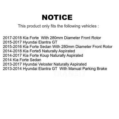 Kit d'étrier de frein avant et arrière, pour Kia Hyundai Forte Elantra GT Veloster Forte5