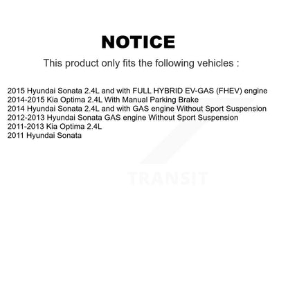 Étrier de frein à disque avant et arrière, Kit côté gauche droit pour Hyundai Sonata Kia Optima