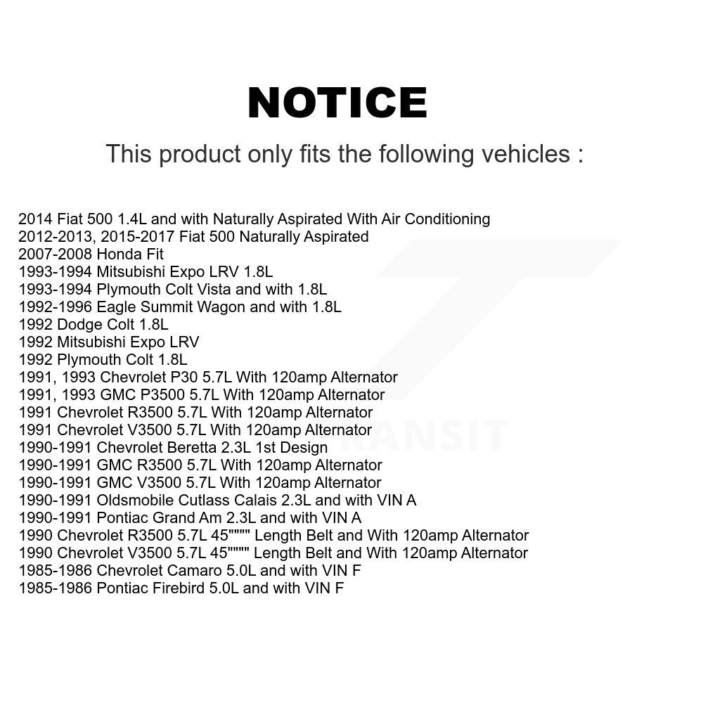 Ceinture serpentine pour Fiat 500 Honda Fit Chevrolet Camaro Pontiac Firebird P30 GM