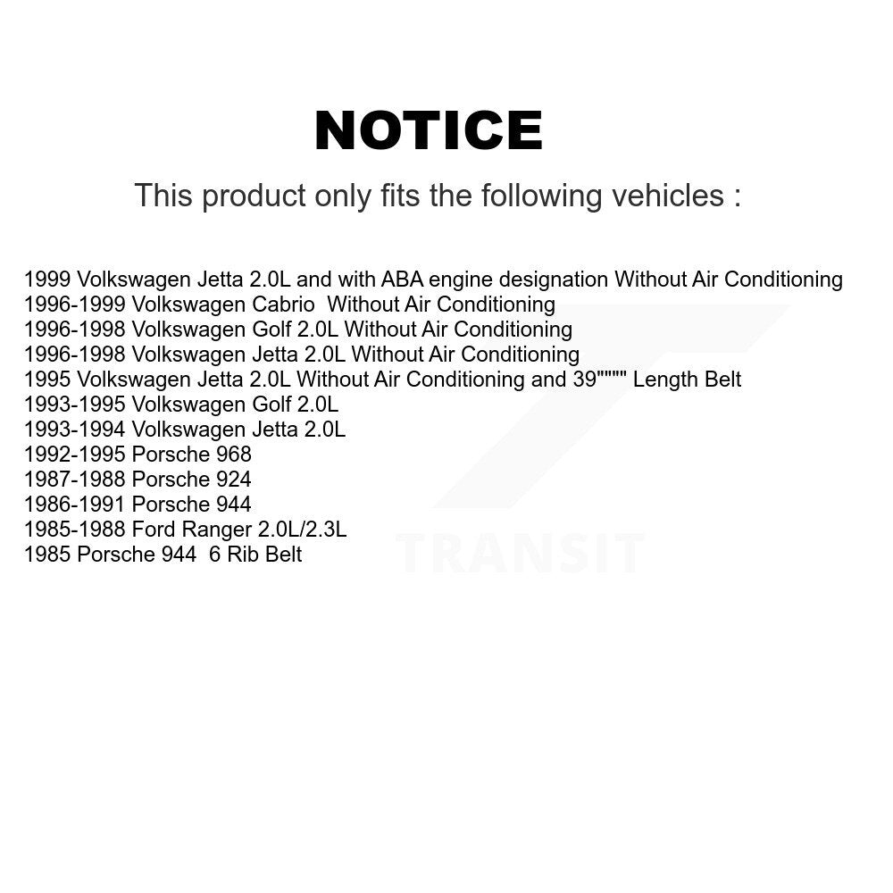Courroie serpentine pour Volkswagen Porsche Jetta 944 Ford Ranger Cabrio Golf 968 92