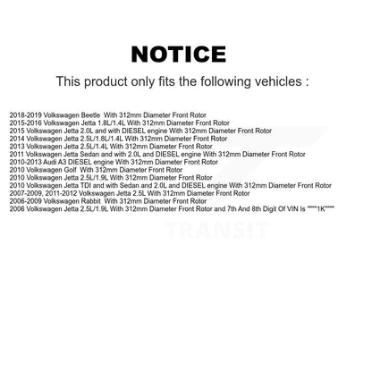 Kit de plaquettes en céramique pour Rotors d'étrier de frein avant, pour Volkswagen Jetta Rabbit Golf Aud