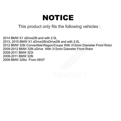 Rotors d'étrier de frein à disque avant et Kit de plaquettes en céramique pour BMW 328i xDrive X1 328x