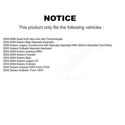 Rotors d'étrier de frein avant et Kit de plaquettes en céramique pour Subaru Forester Impreza Outbac