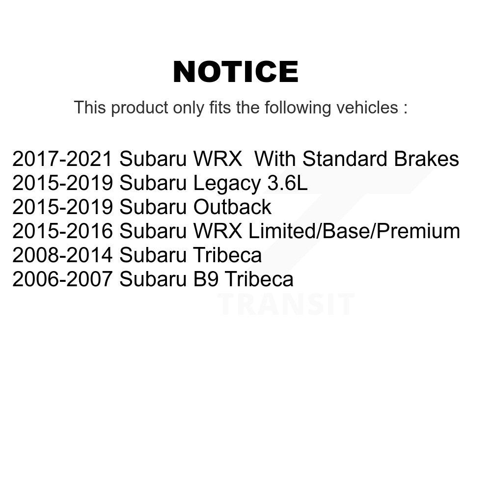 Kit de plaquettes en céramique pour Rotors d'étrier de frein avant, pour Subaru Outback WRX Legacy Tribec