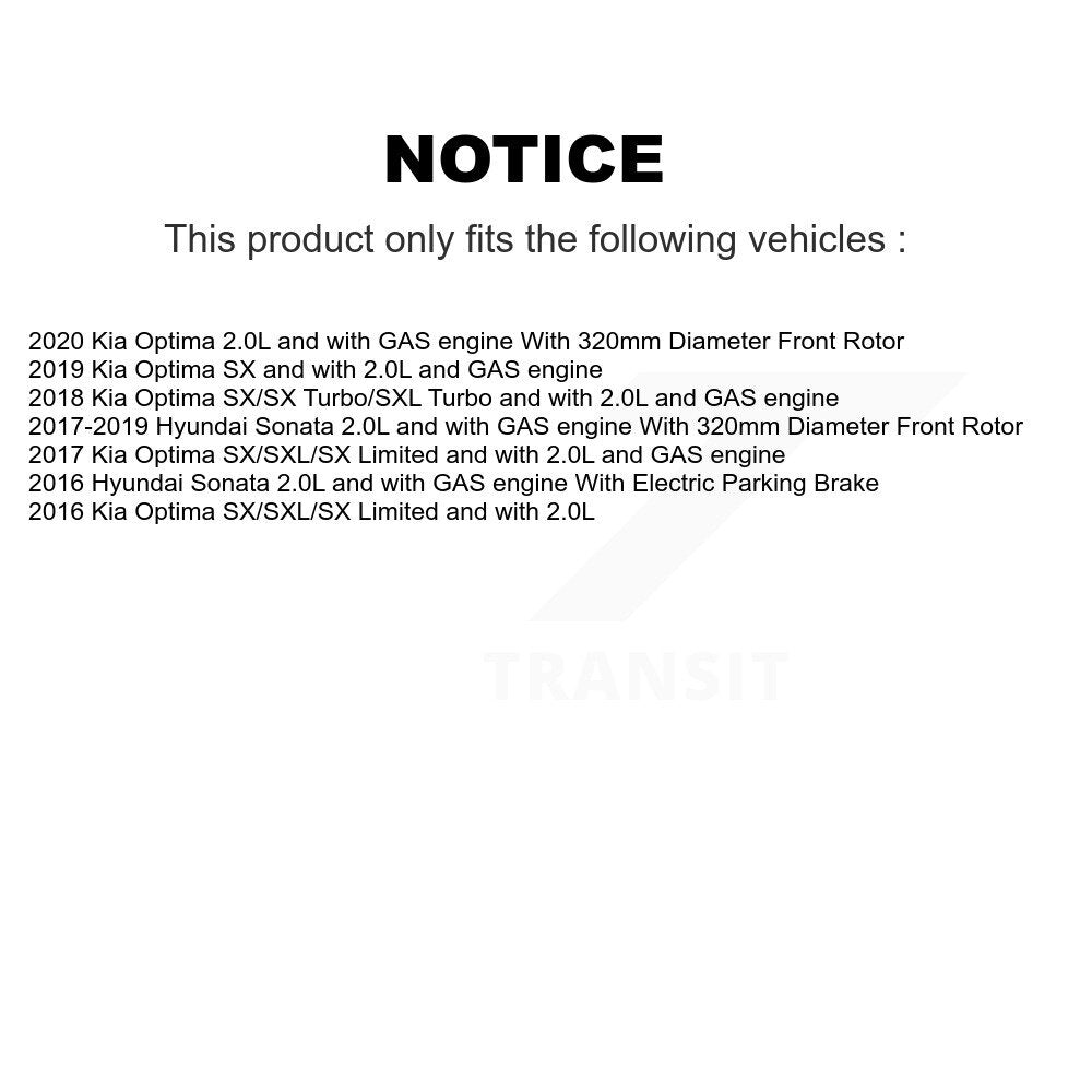 Rotor d'étrier de frein à disque avant et Kit de plaquettes en céramique pour Hyundai Sonata Kia Optim