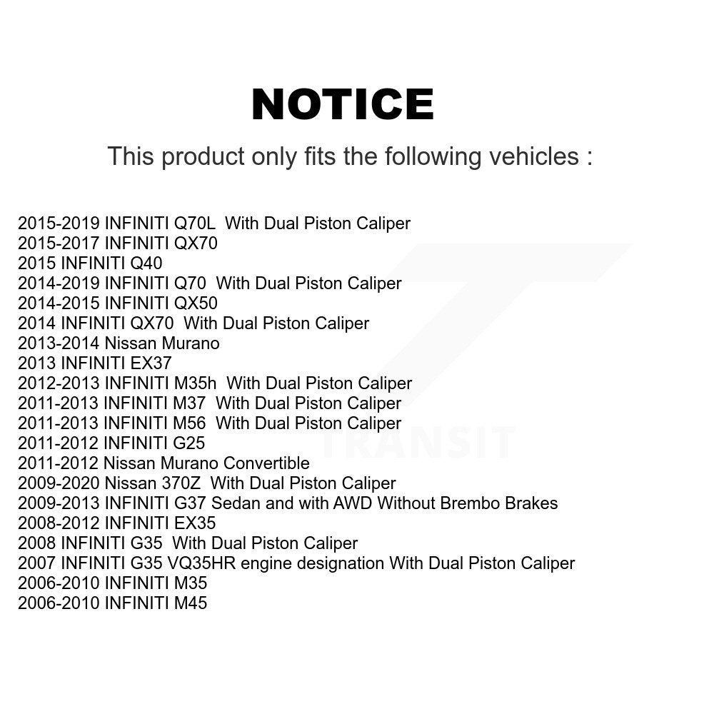 Rotors d'étrier de frein avant et Kit de plaquettes en céramique pour INFINITI Nissan Murano G37 EX3