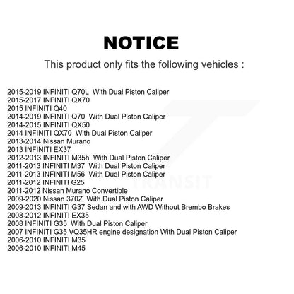 Rotors d'étrier de frein avant et Kit de plaquettes en céramique pour INFINITI Nissan Murano G37 EX3