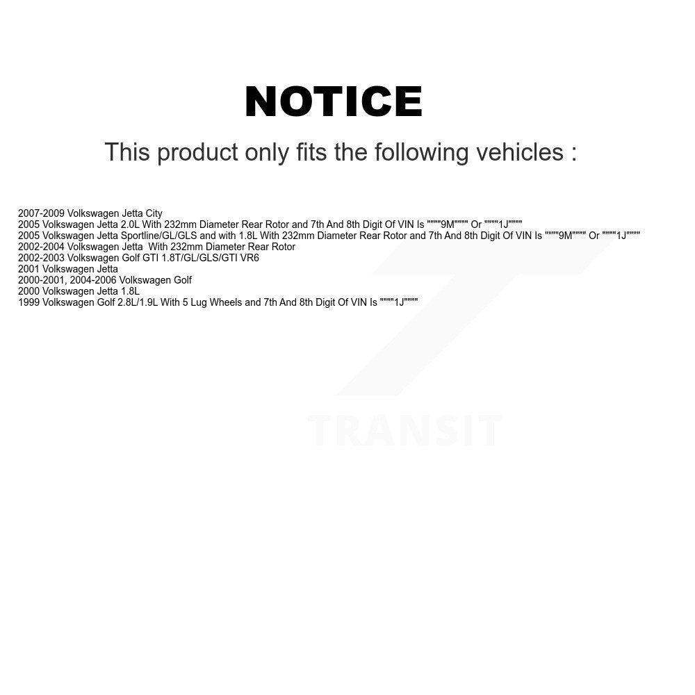 Rotor d'étrier de frein à disque arrière et Kit de plaquettes en céramique pour Volkswagen Jetta Golf Cit