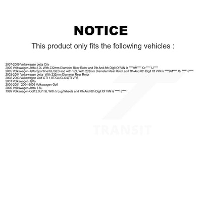 Rotor d'étrier de frein à disque arrière et Kit de plaquettes en céramique pour Volkswagen Jetta Golf Cit