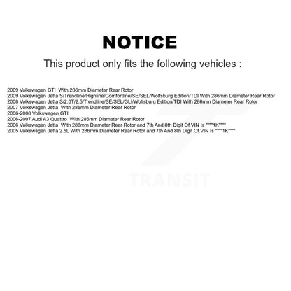 Kit de Rotor d'étrier de frein à disque arrière et de plaquettes en céramique, pour Volkswagen Jetta GTI Audi A